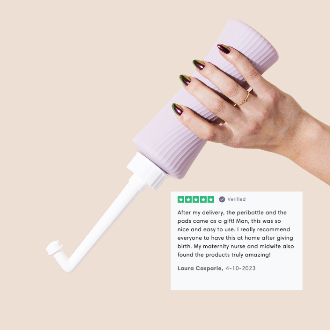 The Bye burn peribottle along with a 5 star customer review from trustpilot